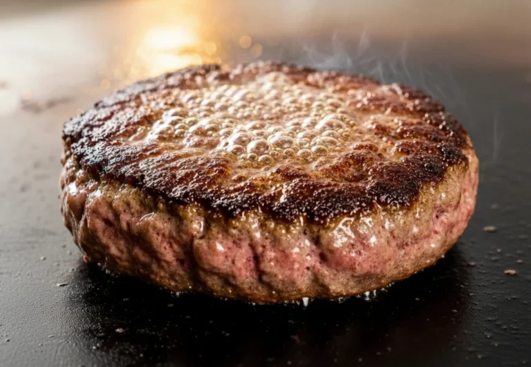 Hamburguesa crujiente en la plancha